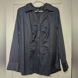 Lane Bryant Black Long Sleeve Button Down Shirt